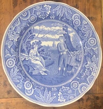 VTG Spode ‘Woodsman c1816’ Blue Room Plate England 10.5” Engraved TransferWare