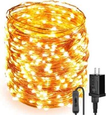 LED String Lights Plug in Fairy Lights Waterproof Silver String Lights Switch