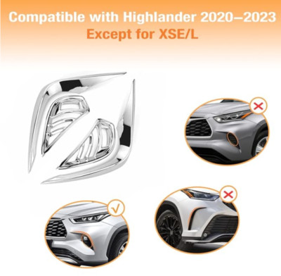 Highlander Front Fog Light Trim, Sport Style, Glossy ABS, Chrome Plated (2-PCS)