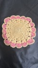 Crochet Potholder Trivet Pink Cream Flower — photo 4