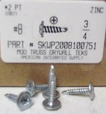 #8x3/4 Modified Truss Head Phillips Self Drilling Screws Steel Zinc Plated (100)
