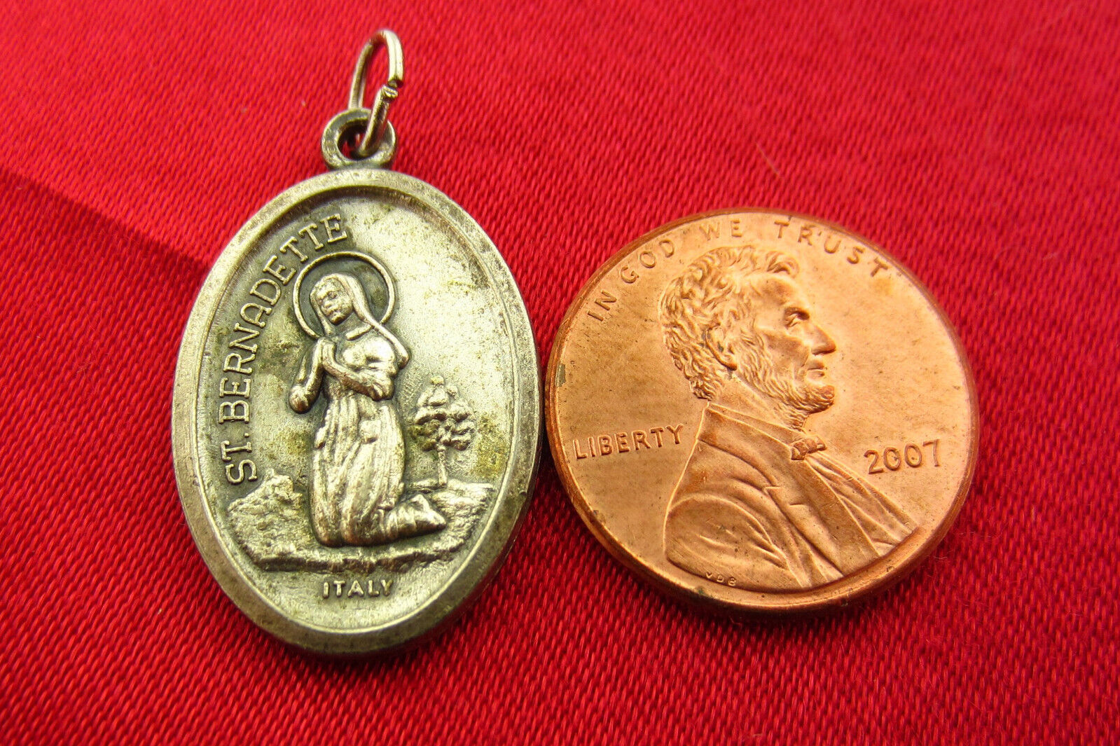 SAINT BERNADETTE LOURDES Medal MARY & BERNADETTE IN GROTTO Medal ITALY ...