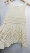Intimately Free People Slip Dress Womens Small Cream Ivory Lace Ruffle Hem Short