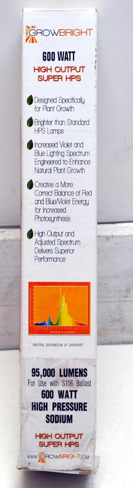 Growbright 600W High Performance Grow Lamp LU600/HORT 600W HPS Super HPS - Image 3 of 4