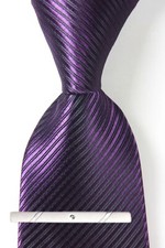 Classic Solid Striped Purple JACQUARD WOVEN 100 Silk Men's Necktie Tie