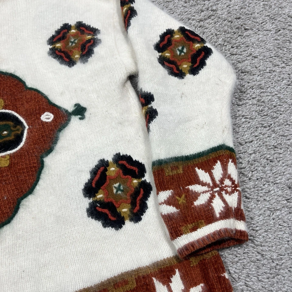 Vintage Rafaella Angora Lambswool Sweater White Western Aztec Isles Size Medium — 第 4/4 张图片