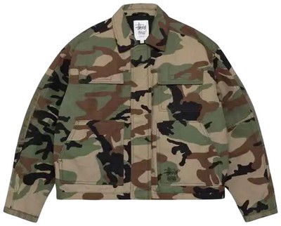 Size M - Stussy Workgear Jacket Woodland Camo