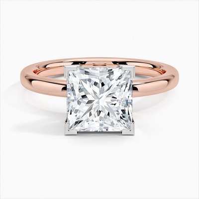 3Ct Princess Lab Grown Diamond Engagement Ring F VS1 IGI/GIA 14k Rose Gold