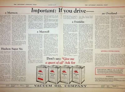 Original 1923 Vintage Print Ad: Mobiloil Arctic  #Gargoyle #Socony-Vacuum