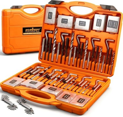 Complete 348-Piece Thread Repair Kit with Drills, Taps & Installation Tools