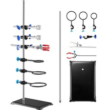 Laboratory Retort Stand Steel Lab Support Rod 23.6" Cast Iron Base Clamp Set UK