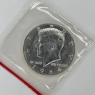 1964-D Kennedy Half Dollar US Mint Original Cello 90% Silver Uncirculated Coin