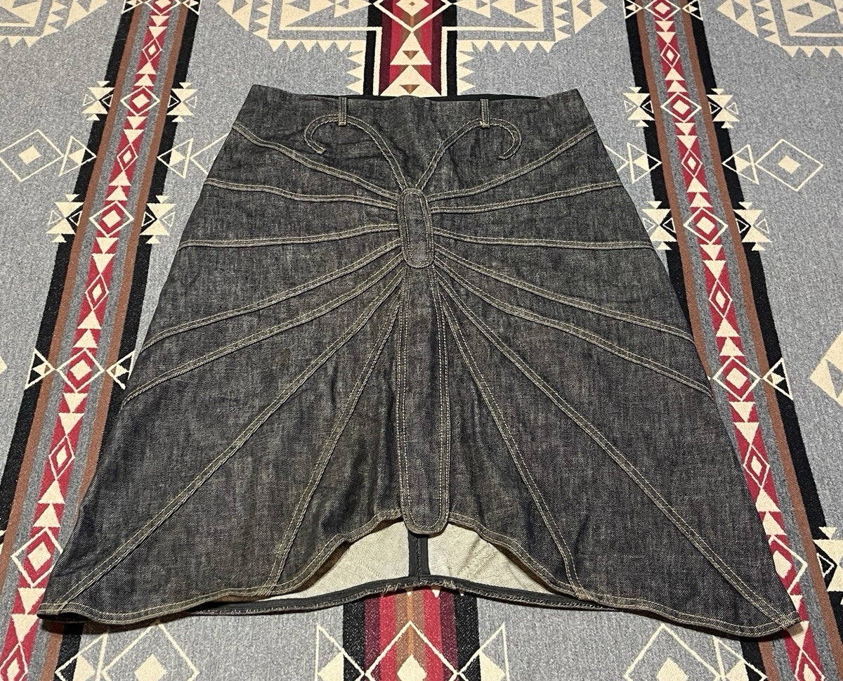 Dolce & Gabbana Denim Butterfly Stitch Skirt Italy Size 44IT
