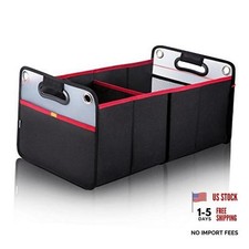 Car Trunk Organizer, Collapsible Auto Trunk X-Large Rectangular Black/Red