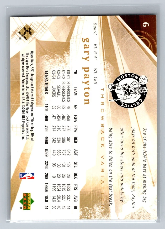 2004-05 SPx Gary Payton Throwback #/500 #6 - Image 2 of 2