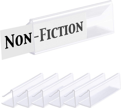 Pack of 25 Clear Plastic Shelf Label Holder, Wood Shelf Sign and Ticket Holder,