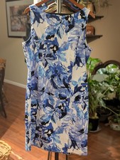 Chaps Women’s Blue Floral Sleeveless Midi Dress Size 16 NWT