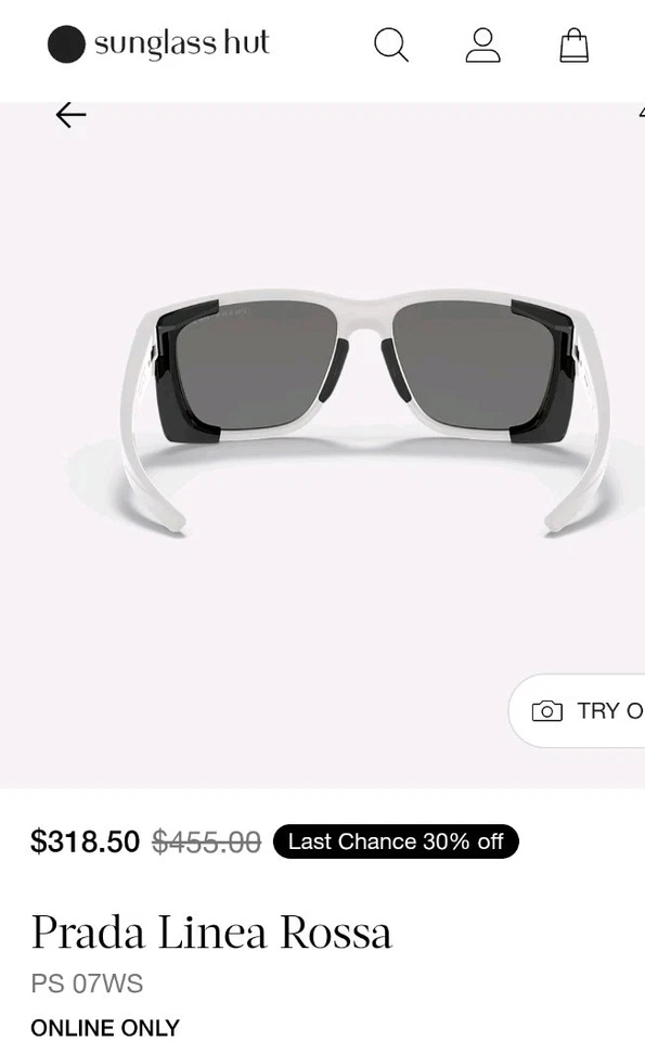 Óculos de sol polarizado PRADA Linea Rossa vermelho e branco - Imagem 3 de 4