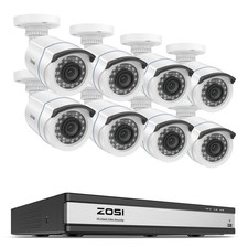 ZOSI 16CH 2MP CCTV Überwachungskamera Set Außen DVR 8X TVI Weiß Kamera mit Kabel
