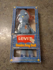 RARE Vtg 1973 Knickerbocker Official LEVI'S Denim 10" Rag Doll w Original Box