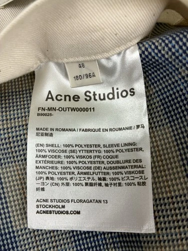 Acne Studios Plaid Jacket Blue & Taupe Two-Way Zipper Size 48 image 4