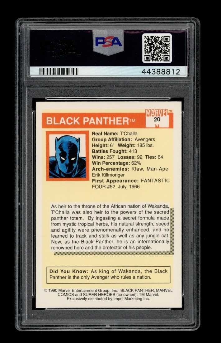 1990 Marvel Universe: # 20 Black Panther PSA 10 GEM MINT view 2