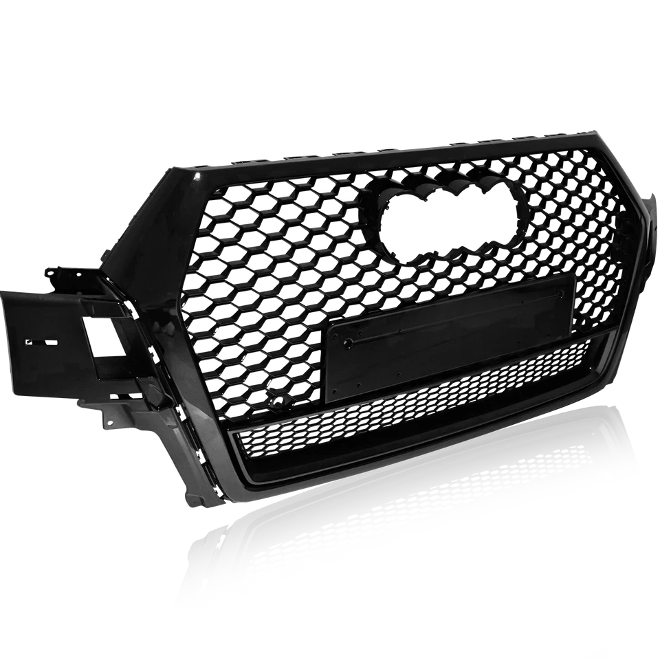 Глянцевая черная решетка в стиле RSQ7 для переднего бампера с сотовой сеткой для Audi Q7 2016-2019 годов выпуска - Изображение 3 из 4