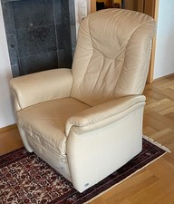 Himolla Cumulus FERNSEHSESSEL mit Relaxfunktion, Aufstehhilfe Echtleder Creme 