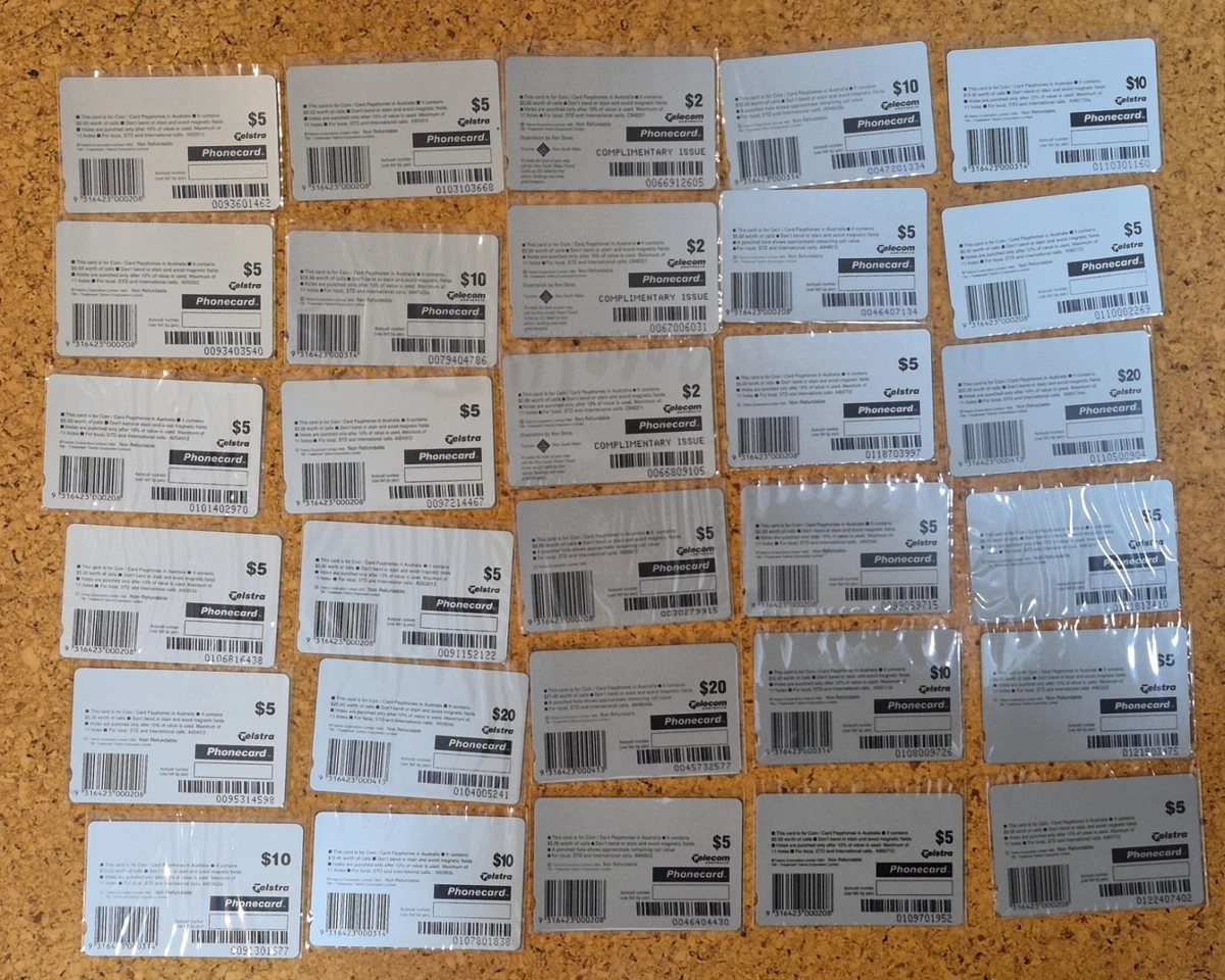 1990s $2 - $20 Telstra Telecom 199 phonecards collection MINT unused fv $1731