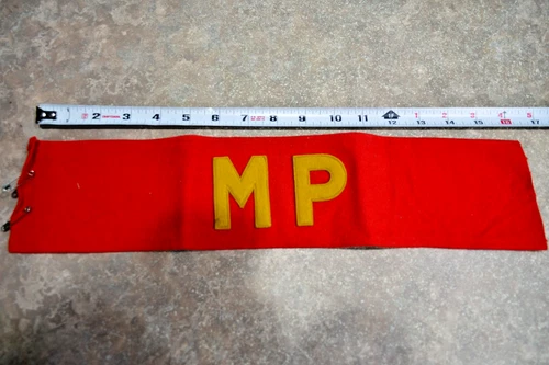 Original WW2 USMC Marine Corp MP Military Police Wool Armband pined