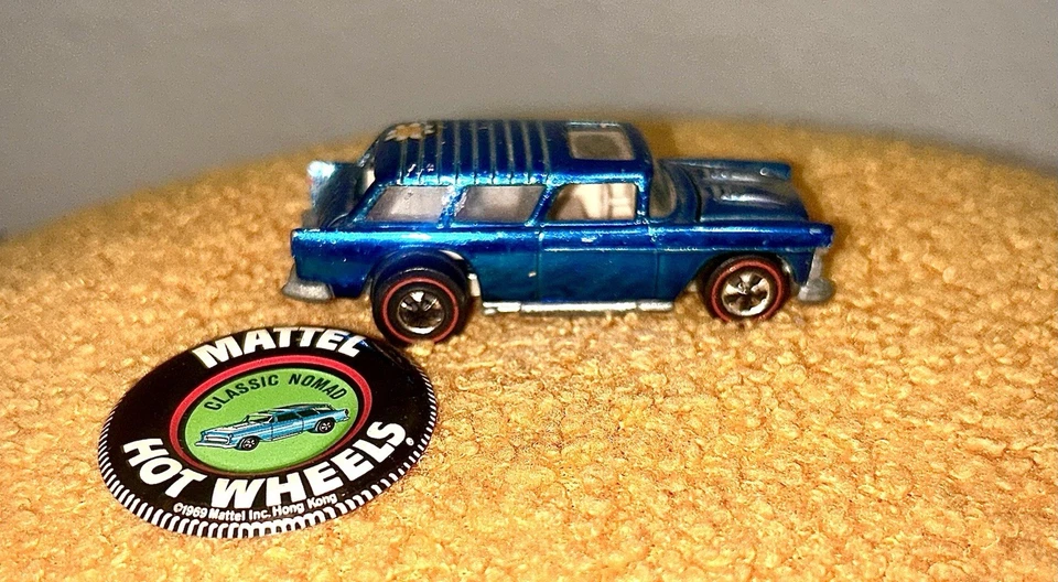 Hot Wheels Redline Classic Nomad 1969 azul con botón original vintage Foto 2 de 4