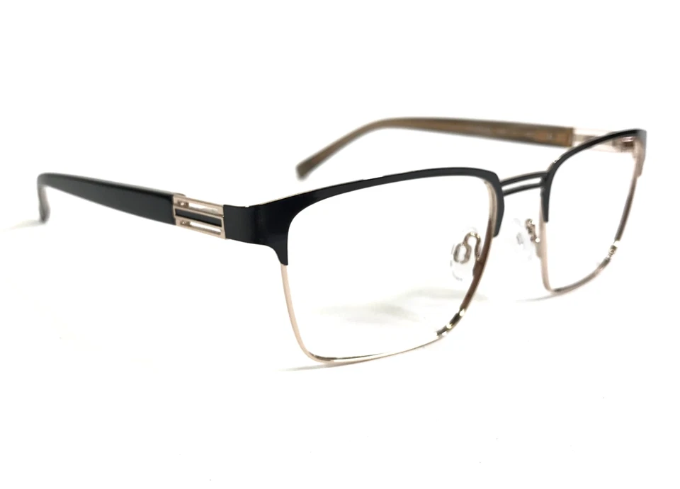 Randy Jackson Eyeglasses Frames 1103 ZYLOWARE 235 Black Gold Rectangle 54-18-145 - Image 2 of 4