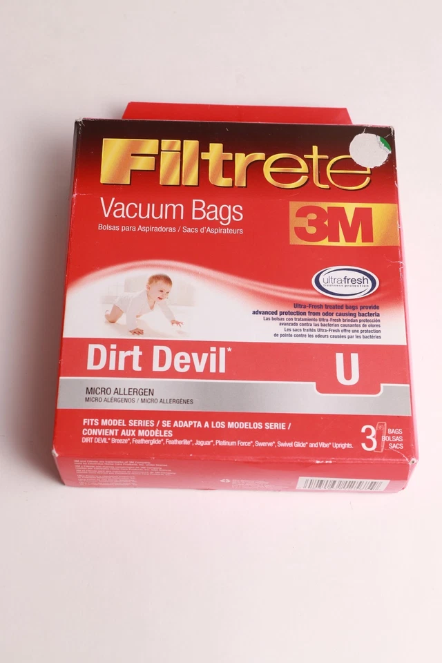 3M Filtrete Dirt Devil U Vacuum Bags Micro Allergen 3-Pack New Sealed - Image 2 of 3