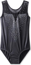 BAOHULU Gymnastics Leotards for Toddler Girls Kids 9-10 Years, Sequin Black