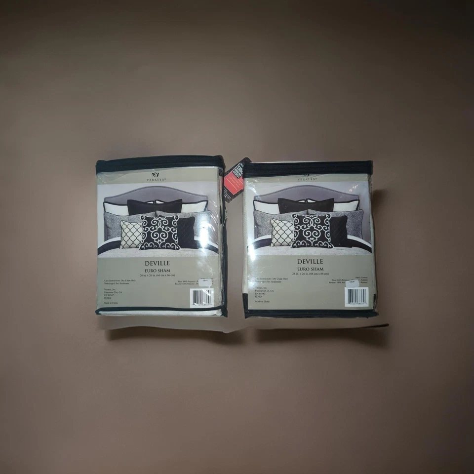 Veratex DEVILLE Almohada Europea Reversible Falsa X2 Paquetes Blanco/Negro NUEVO 26"  Foto 2 de 4