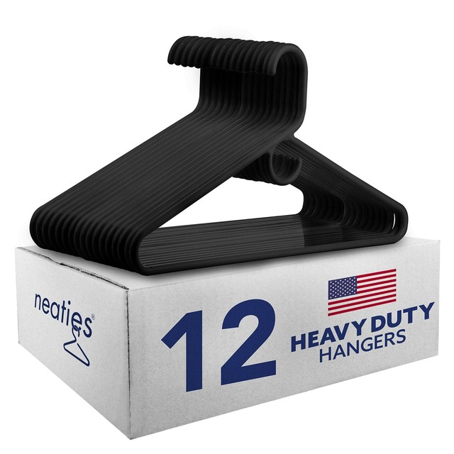 American Made Black Super Heavy Duty Plastic Hangers Clothes Ideal for