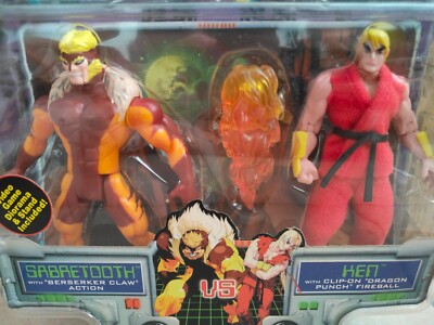 Toybiz X-MEN Vs Street Fighter Sabertooth Vs Ken Figure unopened