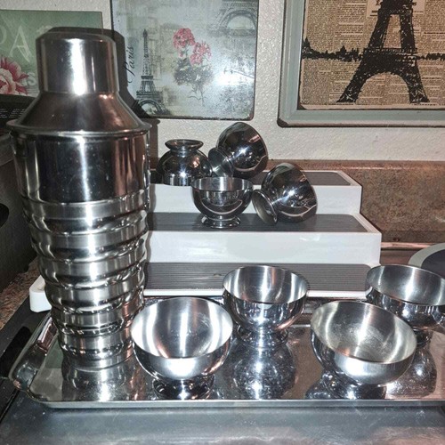 VINTAGE Rare! CHASE Art Deco Tray & 8 CHASE Cocktail Cups USA Walter von Nessen - Picture 9 of 11