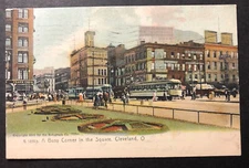A Busy Corner in the Square Cleveland Ohio printed 1906 with sparkles Rotograph