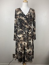 Leopard Print Faux Wrap Dress Size Medium