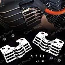 CHROME FINNED SLOTTED HEAD BOLT SPARK PLUG COVERS FOR HARLEY TOURING GLIDES KING