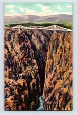 Postcard Colorado Royal Gorge CO Bridge 1940s Unposted Linen