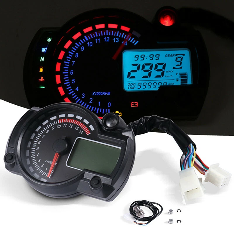 Motorcycle Electronic LCD Tachometer: 299km/h Digital Speedometer Odometer Gauge - Image 2 of 4