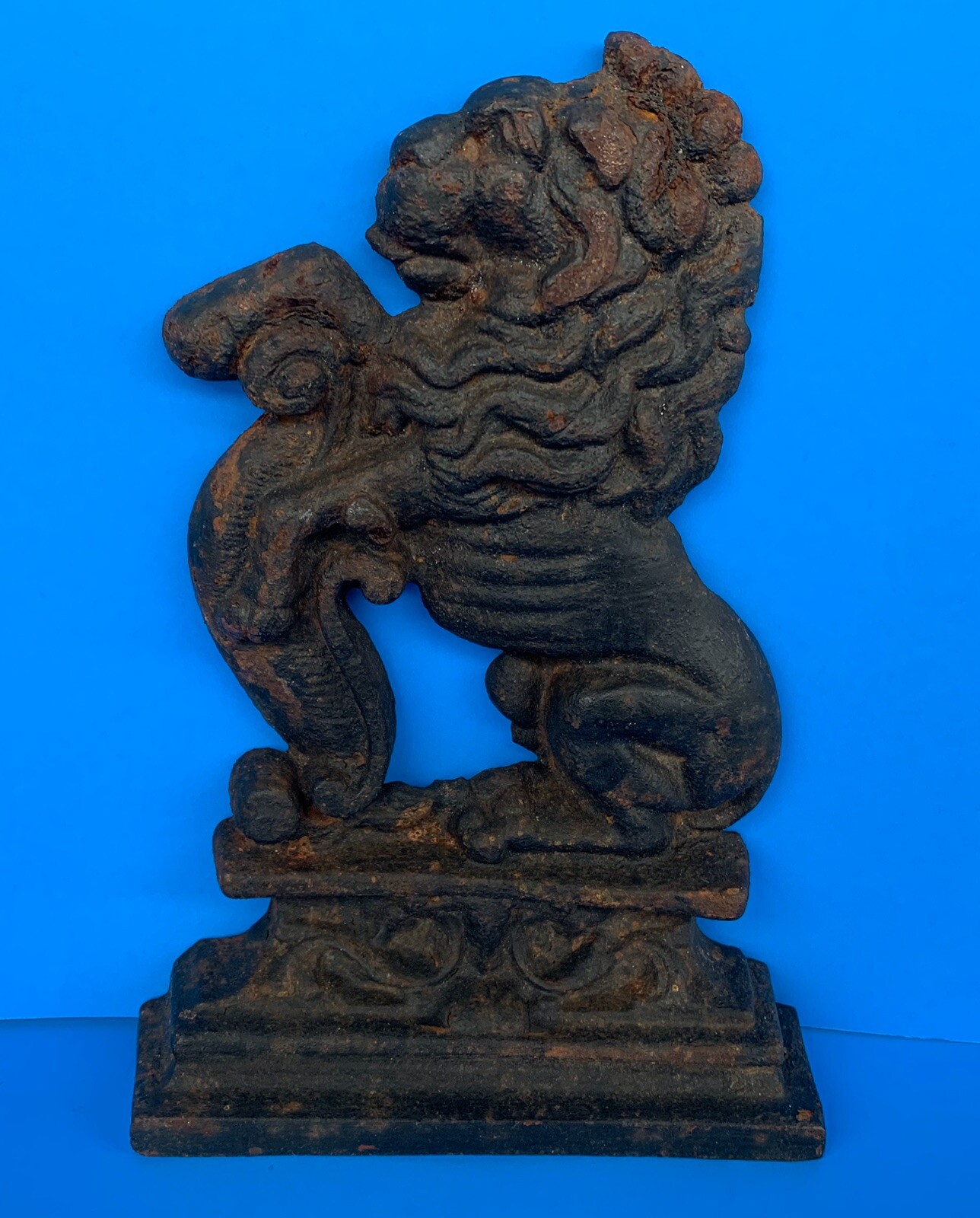 c.1795 Bookend Lion Antique Cast Iron Door Stop Collectible Folk Art