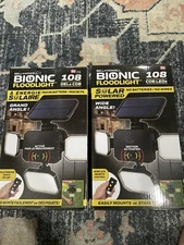 New 2X Bell and Howell Bionic  Solar Powered 108 cob LED Floodlightwide Angle
