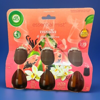 3 Air Wick Essential Mist Fragrance Refills - VANILLA & PINK PAPAYA
