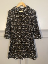 Absolutely Fabulous Midi Black Lace Crochet Dress Coat Uk8 Vintage Fitted