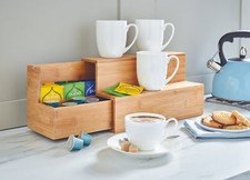 Bamboo Worktop Kitchen Storage Rack Container Shelf Organizer Mug Stand