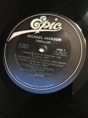 MICHAEL JACKSON THRILLER - RARE BACK COVER ERROR VINYL RECORD QE