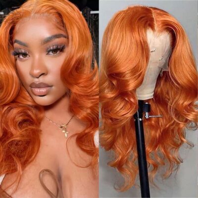 Ginger Orange Lace Wigs For Black Women Wave Wig Synthetic Blonde Wave